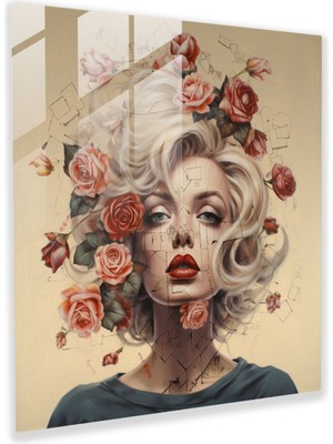 Popcas Esrarengiz Marilyn Monroe Cam Tablo - Ev Dekorasyonu Esrarengizlik