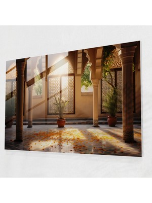 Popcas Avlu Cam Duvar Süslemesi Cami - Modern Sanat Kemerli Koridorlar Huzurlu Atmosfer