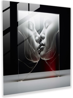 Popcas Temiz Tuval Öpücük Cam Tablo - Öpücük Cam Tablo Sadelik Ev Dekorasyonu