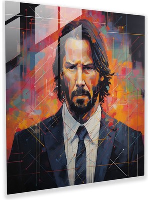 Popcas Geometrik John Wick Cam Tablo - John Wick Cam Duvar Sanatı Duvar Dekorasyonu Modern Sanat