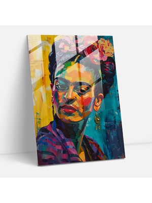 Popcas Frida Kahlo Tarzı Cam Tablo - Frida Kahlo Eserleri Duvar Dekorasyonu Modern Sanat