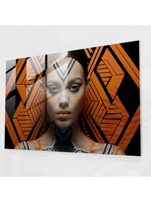 Popcas Orta Taş Devri Geometrik Cam Tablo - Orta Taş Devri Duvar Dekorasyonu Ev Dekorasyonu