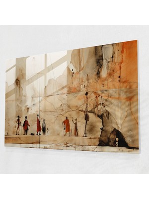 Popcas Orta Taş Devri Cam Tablo Sanatı: Çağdaş Koleksiyon - Orta Taş Devri Mağara Çizimleri Yan Yana Konulmuş