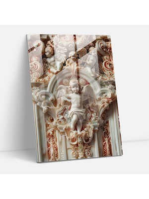 Popcas Oyuncu Melek Figürlü Cam Tablo Sanatı - Modern Sanat Süslü Mimarlık