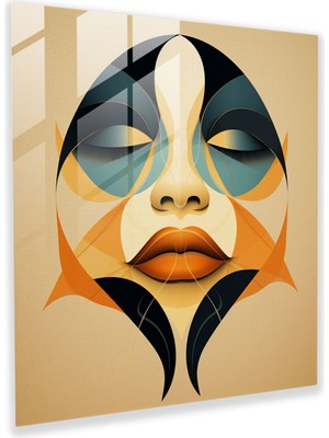 Popcas Geometrinin Öpücüğü Cam Tablo - Ev Dekorasyonu Surealizm