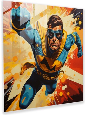 Popcas Retro Süper Kahraman Efsanesi Cam Tablo - Popüler Eylem Cam Duvar Sanatı