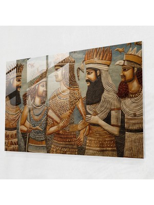 Popcas Mezopotamya Mitolojisi Cam Tablosu - Mitoloji Cam Duvar Sanatı Mezopotamya Mitolojisi Kültür Mozaği