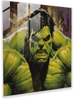 Popcas Marvel Inanılmaz Hulk Cam Tablo - Marvel Cam Sanatı Duvar Dekorasyonu