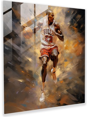 Popcas Michael Jordan Cam Tablo - Izlenimci Sanat Eseri - Micheal Jordan Izlenimci Sanat Duvar Dekorasyonu Cam Duvar Sanatı