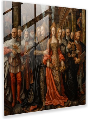 Popcas Regal Cam Tablo - Rönesans Esintili Cam Duvar Sanatı