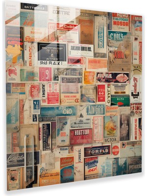 Popcas Sinematik Deneyim Cam Tablo - Film Bileti Koleksiyonu - Nostalji Modern Sanat Duvar Dekorasyonu