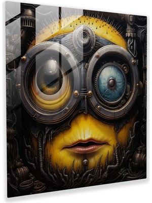 Popcas Minions Gerçekçi Portre Cam Tablo - Minions Detaylı Desenler Benzersiz Kişilik Modern Sanat