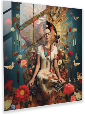 Popcas Frida Kahlo Cam Tablosu - Frida Kahlo Surealist Koleksiyon Cam Sanatı Cam Tablo