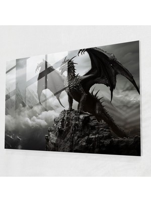 Popcas Mitoloji Cam Tablosu - Efsanevi Yaratık - Mitoloji Siyah Beyaz Fotoğrafçılık Cam Sanatı