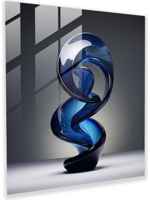 Popcas Navy Spiral Cam Sanatı - Zarif Spiral Desenli Cam Heykel