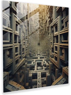 Popcas Geometrik Cam Tablo - Optik Yanılsama Lenticular Sanat - Kayar Cam Duvar Sanatı