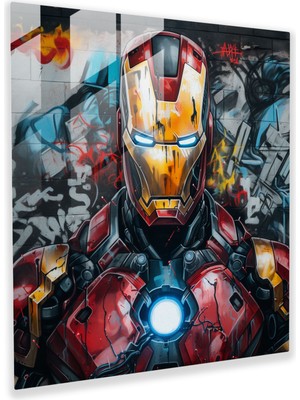 Popcas Marvel Graffiti Cam Tablo - Marvel Şehirli Modern Sanat Duvar Dekorasyonu