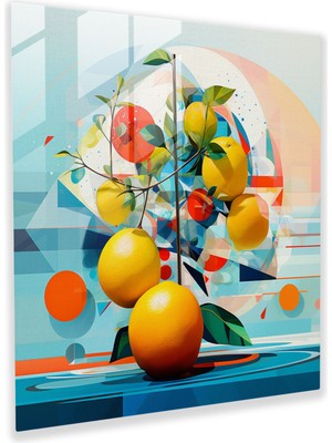 Popcas Modern Limon Ağacı Dijital Sanat Cam Tablosu - Limon Ağacı Cam Duvar Sanatı Büyüleyici Tasarım Cam Sanatı