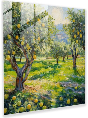 Popcas Hayal Gibi Limon Ağacı Cam Tablo - Limon Ağacı Izlenimci Ev Dekorasyonu Modern Sanat