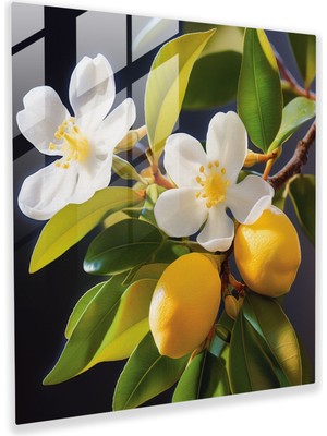 Popcas Doğanın Limon Ağacı Cam Tablosu - Limon Ağacı Güzellik Yakın Çekim