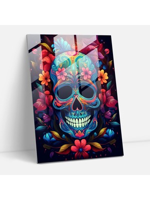 Popcas Los Muertos Cam Tablo - Karmaşık Detaylar ile Los Muertos Temalı Cam Tablo