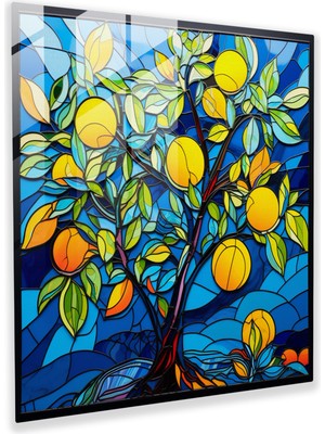 Popcas Pop Art Limon Ağacı Cam Tablo - Limon Ağacı Cam Tablo Cam Sanatı Pop Art