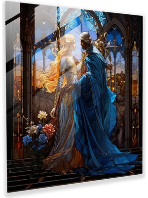 Popcas Rönesans Cam Tablosu - Süslü Renkli Cam Pencere