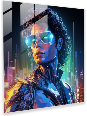 Popcas Michael Jackson Hologram Cam Tablo - Micheal Jackson Neon Detayları ile