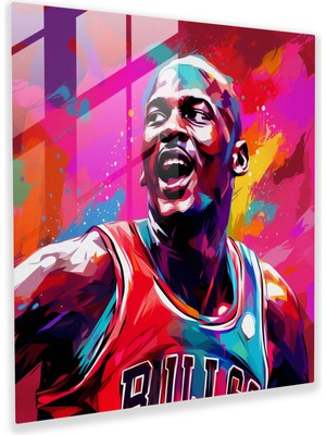 Popcas Michael Jordan Pop Art Cam Tablo - Modern Sanat Cam Sanatı