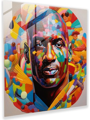 Popcas Michael Jordan Pop Art Kolaj Cam Tablo - Micheal Jordan Pop Art Büyüklük Ev Dekorasyonu