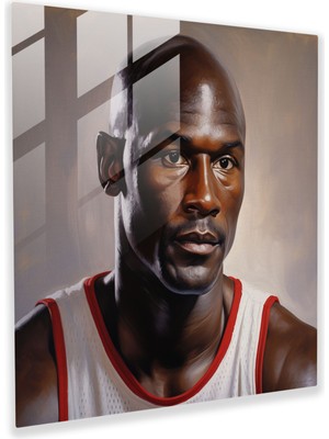 Popcas Michael Jordan Gerçekçi Portre Cam Tablo - Michael Jordan Yoğunluk Cam Sanatı