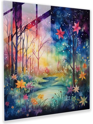 Popcas Orta Dünya Cam Tablo - Orta Dünya Cam Tablo Büyü Parlayan Çiçekler