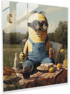 Popcas Minions Cam Tablo - Retro Piknik Tasarımı - Minions Modern Sanat Retro Piknik Nostaljik Cazibe