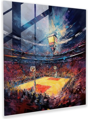 Popcas Nba Empresyonist Cam Tablo - Nba Modern Sanat Cam Duvar Sanatı