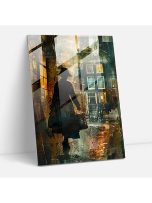 Popcas Johannes Vermeer Cam Tablo - Sokak Kavanoz Cam Tablo - Modern Sanat Cam Duvar Sanatı