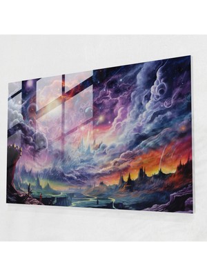 Popcas Mitoloji Cam Tablosu - Canlı Suluboya Resim - Mitoloji Cam Sanatı  Yaratıklar Kozmik Manzara