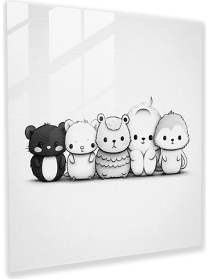 Popcas Nursery Cam Tablo - Minimalist Hayvan Koleksiyonu - Bebek Odası Duvar Dekorasyonu Modern Sanat Cam Tablo