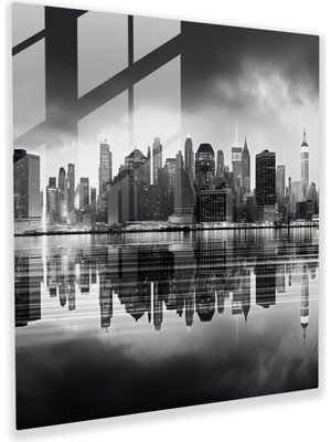 Popcas Gerçekçi Cam Tablo - Yağmurlu Gün Nyc Manzara Cam Duvar Sanatı Ev Dekorasyonu Duvar Süsü Cam Sanatı