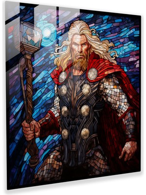 Popcas Marvel Cam Tablo - Thor Leke Cam Mozaik - Marvel Cam Duvar Sanatı Leke Cam Mozaik Cam Sanatı