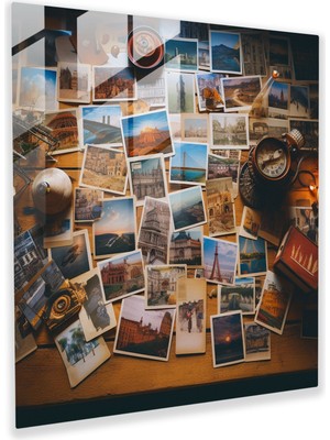 Popcas Eski Kartpostal Nostaljisi Cam Tablosu - Nostalji Cam Duvar Sanatı Cam Tablo Cam Sanatı