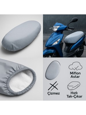 Vespa Sprint 150 Su Geçirmez Branda Motosiklet Sele Kılıfı – Lastikli, Uv Korumalı (Gri)