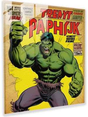 Popcas Marvel Inanılmaz Hulk Vintage Cam Tablo - Marvel Vintage Çizgi Roman Kapak Duvar Dekorasyonu Inanılmaz Hulk