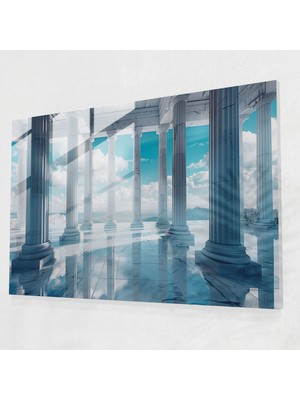 Popcas Neoklasik Cam Tablo - Neoklasik Modern Sanat Cam Sanatı Duvar Dekorasyonu