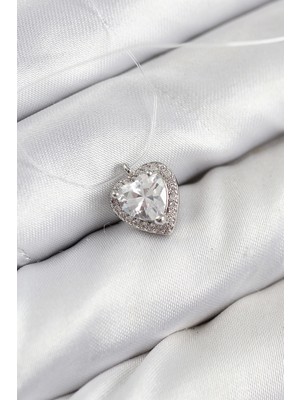 Misineli Kalp Model Gümüş Renk Hayalet Kolye