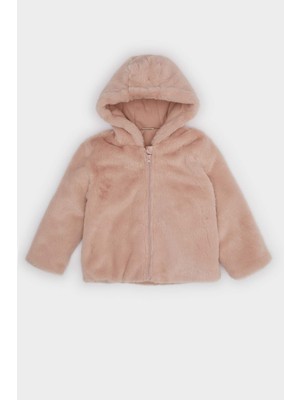 DeFacto Kız Bebek Kapüşonlu Fermuarlı Pelüş Mont C5319A525AU