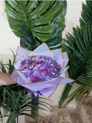 Kelebek Buketi  Sevgiliye Buket Işıklı Buket LİLA
