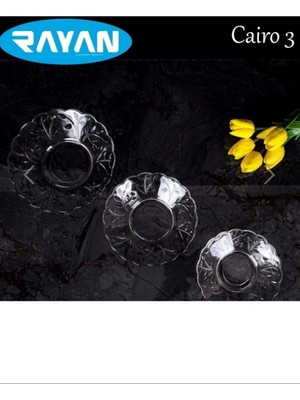 6'lı Cam Tabak Güneş Yıldız Gül 3 Model ROYALEKS-G-405