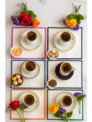 Arancione Co. Renkli Detaylı Kare 6'lı Kokteyl Peçete