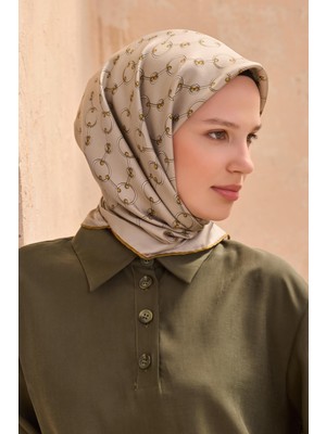 Belli Tivil İpek Eşarp 4109 - 02 Vizon Karışık Desen