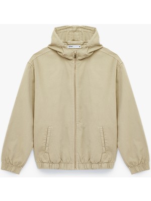 Pamuklu Cepli Uzun Kollu Fermuarlı Oversize Kapşonlu Jean Ceket